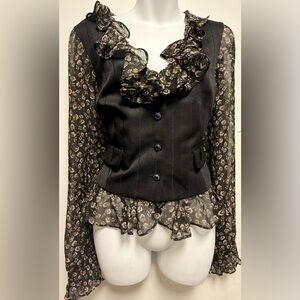 ECI New York Black Floral Blouse